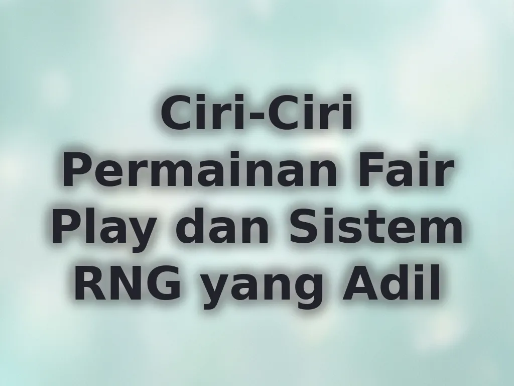 Ciri-Ciri Permainan Fair Play dan Sistem RNG yang Adil